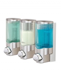 Better Living Products Signature Dispenser lll, Three Chamber Shower Dispenser with Ribbed Bottle, Satin Nickel Better Living Products Signature Dispenser lll, Three Chamber Shower Dispenser with Ribbed Bottle, Satin Nickel
