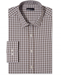 With an extra slim fit and a comfort stretch fabrication, this dress shirt from Bar III is ready to make its power move. With an extra slim fit and a comfort stretch fabrication, this dress shirt from Bar III is ready to make its power move.