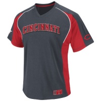 MLB Cincinnati Reds Cleanup Hitter V-Neck Top, Granite/Red/White MLB Cincinnati Reds Cleanup Hitter V-Neck Top, Granite/Red/White