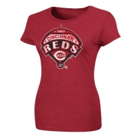 MLB Cincinnati Reds Women's Mandate To Win Crew Neck T-Shirt, Red Pepper Heather MLB Cincinnati Reds Women's Mandate To Win Crew Neck T-Shirt, Red Pepper Heather