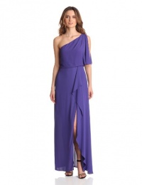 BCBGMAXAZRIA Women's Kendal One Shoulder Gown With Cascade, Persian Blue, 4 BCBGMAXAZRIA Women's Kendal One Shoulder Gown With Cascade, Persian Blue, 4