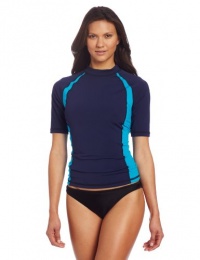 Speedo Women's Active Spliced Rashguard with Zip Pocket Swim Tee