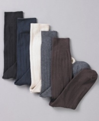 With a variety of colors, this six pack of Club Room socks will cover you for any occasion. With a variety of colors, this six pack of Club Room socks will cover you for any occasion.