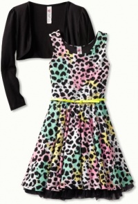 Beautees Girls 7-16 Leopard Print Dress With Shrug, Multi, Small Beautees Girls 7-16 Leopard Print Dress With Shrug, Multi, Small