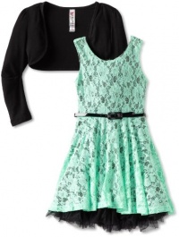 Beautees Girls 7-16 Lace Dress With Shrug, Gum Drop, Small Beautees Girls 7-16 Lace Dress With Shrug, Gum Drop, Small