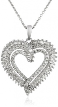 Sterling Silver Diamond Double Heart Pendant Necklace (1/2 cttw, I-J Color, I3 Clarity), 18 Sterling Silver Diamond Double Heart Pendant Necklace (1/2 cttw, I-J Color, I3 Clarity), 18