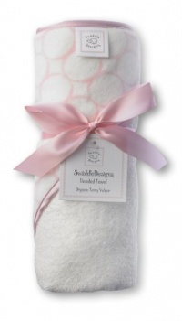 SwaddleDesigns Organic Cotton Hooded Towel - Pastel Pink Mod Circles on Ivory SwaddleDesigns Organic Cotton Hooded Towel - Pastel Pink Mod Circles on Ivory