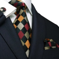 Landisun 458 Multi-Color Plaids & Checks Mens Silk Tie Set: Tie+Hanky+Cufflinks Landisun 458 Multi-Color Plaids & Checks Mens Silk Tie Set: Tie+Hanky+Cufflinks