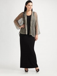 A heavenly design made from filmy silk that will be your quintessential lightweight layer this season.Open-front designKimono sleevesHandkerchief hemAbout 27 from shoulder to hemSilkDry cleanImported A heavenly design made from filmy silk that will be your quintessential lightweight layer this season.Open-front designKimono sleevesHandkerchief hemAbout 27 from shoulder to hemSilkDry cleanImported