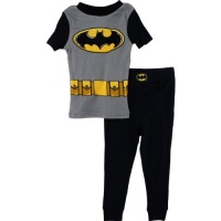 Batman Costume Black Young Boys Pajamas PJs Set Size 4-10 Batman Costume Black Young Boys Pajamas PJs Set Size 4-10
