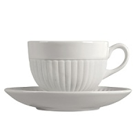 Edme teacup by Wedgwood. Wedgwood marks the 100th anniversary of its classic Edme collection with a refreshing update of its timeless pattern. A new antique white glaze enhances the elegant colannade embossment and laurel motif accent pieces. Sophisticated shapes and generously sized pieces make this pattern ideal for today's lifestyle. Edme teacup by Wedgwood. Wedgwood marks the 100th anniversary of its classic Edme collection with a refreshing update of its timeless pattern. A new antique white glaze enhances the elegant colannade embossment and laurel motif accent pieces. Sophisticated shapes and generously sized pieces make this pattern ideal for today's lifestyle.