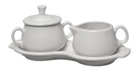 Fiesta Covered Creamer and Sugar Set with Tray, White Fiesta Covered Creamer and Sugar Set with Tray, White