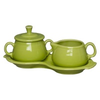 Fiesta Covered Creamer and Sugar Set with Tray, Lemongrass Fiesta Covered Creamer and Sugar Set with Tray, Lemongrass