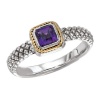 925 Silver & Amethyst Square Modern Ring with 18k Gold Accents- Sizes 6-8