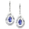 CleverEve Designer Series Sterling Silver Pear Shaped Earrings w/ 9 mm Genuine Pear Cut Iolite Center Stones