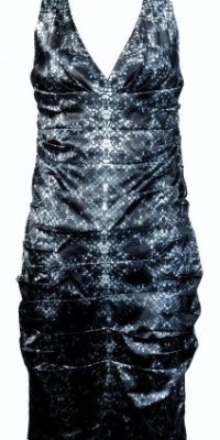 Calvin Klein Women's Tucked Satin Cocktail Dress 8 Black Multi Calvin Klein Women's Tucked Satin Cocktail Dress 8 Black Multi