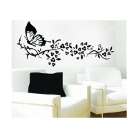 WallStickersUSA Wall Sticker Decal, Butterfly and Tribal Flowers, Large WallStickersUSA Wall Sticker Decal, Butterfly and Tribal Flowers, Large