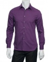 Alfani Red Men's Purple Micro Vertical Striped Button Down Shirt