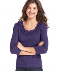 August Silk's basic sweater features stretchy ribbed knit for a body-contouring fit. Dress it down with jeans or dress it up with a skirt! August Silk's basic sweater features stretchy ribbed knit for a body-contouring fit. Dress it down with jeans or dress it up with a skirt!