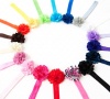 Ema Jane - Mini Satin Mesh Hair Flowers Glued to Iridescent Skinny Headbands (18 Pack)