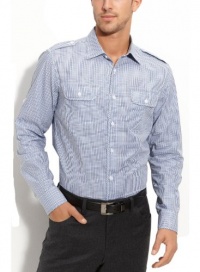 Michael Kors Wedgewood Tailored Fit Dress Shirt XL Blue and White Checks Michael Kors Wedgewood Tailored Fit Dress Shirt XL Blue and White Checks