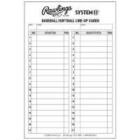 Rawlings System 17 Baseball/Softball Lineup Cards Rawlings System 17 Baseball/Softball Lineup Cards