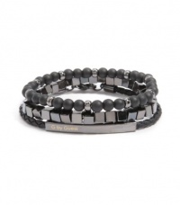 G by GUESS Men's Hematite-Tone Bracelet Set, HEMATITE G by GUESS Men's Hematite-Tone Bracelet Set, HEMATITE