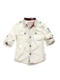 GUESS Kids Boys Little Boy Rockit Shirt, TAN (5/6) GUESS Kids Boys Little Boy Rockit Shirt, TAN (5/6)