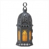 Gifts & Decor Yellow Black Moroccan Lantern Light Glass Centerpiece