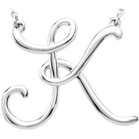 CleverEve Designer Series .925 Sterling Silver 3.3 grams Fashion Script Initial K Necklace 16 CleverEve Designer Series .925 Sterling Silver 3.3 grams Fashion Script Initial K Necklace 16