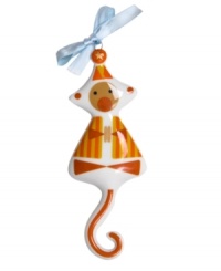 From the big top to the top of your tree, Jonathan Adler's circus monkey will be the star attraction at every holiday in glossy orange and white porcelain. From the big top to the top of your tree, Jonathan Adler's circus monkey will be the star attraction at every holiday in glossy orange and white porcelain.