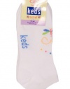 Keds Kid Girls 3 Pack White Butterfly Ribbed Sporty Children's Ankle Socks
