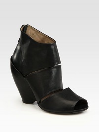 Italian leather go-to has a cutout upper, peep toe and an exposed back zipper. Self-covered wedge, 5 (125mm)Leather upperBack zipperLeather lining and solePadded insoleMade in ItalyOUR FIT MODEL RECOMMENDS ordering one half size up as this style runs small. Italian leather go-to has a cutout upper, peep toe and an exposed back zipper. Self-covered wedge, 5 (125mm)Leather upperBack zipperLeather lining and solePadded insoleMade in ItalyOUR FIT MODEL RECOMMENDS ordering one half size up as this style runs small.