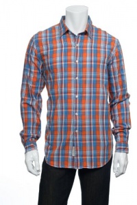 Club Room Valencia Orange (orange, blue and white) Plaid LS Button Down Shirt