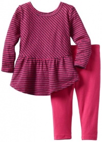 Splendid Littles Baby-Girls Newborn Naples Stripe Peplum Set, Dragonfruit, 3-6