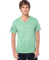 Elevate your t-shirt style with this graphic v-neck from Buffalo David Bitton. Elevate your t-shirt style with this graphic v-neck from Buffalo David Bitton.