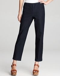 A hassle-free approach to everyday dressing, these Eileen Fisher Petites pants flaunt a slim cut and a clean silhouette for a sleek, flattering fit. A hassle-free approach to everyday dressing, these Eileen Fisher Petites pants flaunt a slim cut and a clean silhouette for a sleek, flattering fit.