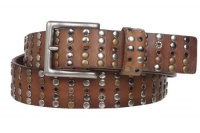 1 1/2 (38 mm) Cowhide Multi Metal Circle Studded Vintage Oil Tanned Leather Belt 1 1/2 (38 mm) Cowhide Multi Metal Circle Studded Vintage Oil Tanned Leather Belt