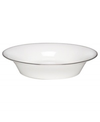 Dress up any veggies or sides with this fine china serving dish. From innovative designer Monique Lhullier, it features a platinum-edged tiered scallop pattern on creamy white. Dress up any veggies or sides with this fine china serving dish. From innovative designer Monique Lhullier, it features a platinum-edged tiered scallop pattern on creamy white.
