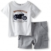 Calvin Klein Baby-Boys Newborn Tee With Denim Short, White, 3/6 Months Calvin Klein Baby-Boys Newborn Tee With Denim Short, White, 3/6 Months