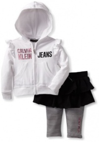 Calvin Klein Baby-Girl's Infant Hooded Top With Skegging Calvin Klein Baby-Girl's Infant Hooded Top With Skegging
