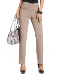 An easy pull-on design and sophisticated straight leg make Style&co.'s petite pants comfortable and stylish! Pair them with tees, tunics or cardigans for no-fuss style. An easy pull-on design and sophisticated straight leg make Style&co.'s petite pants comfortable and stylish! Pair them with tees, tunics or cardigans for no-fuss style.