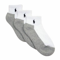 Polo Ralph Lauren Boy's White/Grey Sole 3-Pack Quarter Crew Socks Polo Ralph Lauren Boy's White/Grey Sole 3-Pack Quarter Crew Socks