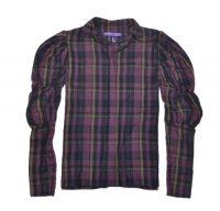 Ralph Lauren Purple Label Women Fashion Plaid Shirt (4, PLum/black/navy/sand dune) Ralph Lauren Purple Label Women Fashion Plaid Shirt (4, PLum/black/navy/sand dune)