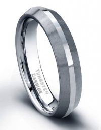 CleverEve Tungsten Carbide Ring 5 mm Stone Finish Polished Center Size 8.5 CleverEve Tungsten Carbide Ring 5 mm Stone Finish Polished Center Size 8.5