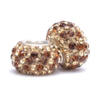 Set of 2 - Bella Fascini Chocolate Brown & Champagne Stripe Crystal Pave Sparkle Bling - Solid .925 Sterling Silver Core European Charm Bead Made with Authentic Swarovski Crystals - Compatible Brand Bracelets : Authentic Pandora, Chamilia, Moress, Troll, Set of 2 - Bella Fascini Chocolate Brown & Champagne Stripe Crystal Pave Sparkle Bling - Solid .925 Sterling Silver Core European Charm Bead Made with Authentic Swarovski Crystals - Compatible Brand Bracelets : Authentic Pandora, Chamilia, Moress, Troll,