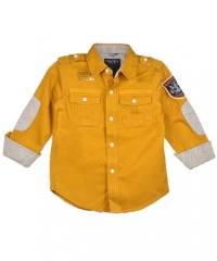 Nautica Boys 2-7 Long Sleeve Woven Shirt, Brass, 4 Nautica Boys 2-7 Long Sleeve Woven Shirt, Brass, 4