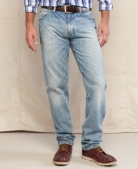Pack light. These washed jeans from Tommy Hilfiger come with a vintage-inspired fade that's perfect for your worn-in look. Pack light. These washed jeans from Tommy Hilfiger come with a vintage-inspired fade that's perfect for your worn-in look.