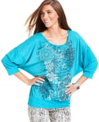 Airy dolman sleeves and a banded hem create a relaxed silhouette for this easy-to-wear Style&co.'s petite top! Airy dolman sleeves and a banded hem create a relaxed silhouette for this easy-to-wear Style&co.'s petite top!