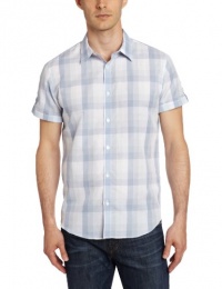 Calvin Klein Sportswear Men's Short Sleeve Yarn Dye Chambray Check Calvin Klein Sportswear Men's Short Sleeve Yarn Dye Chambray Check
